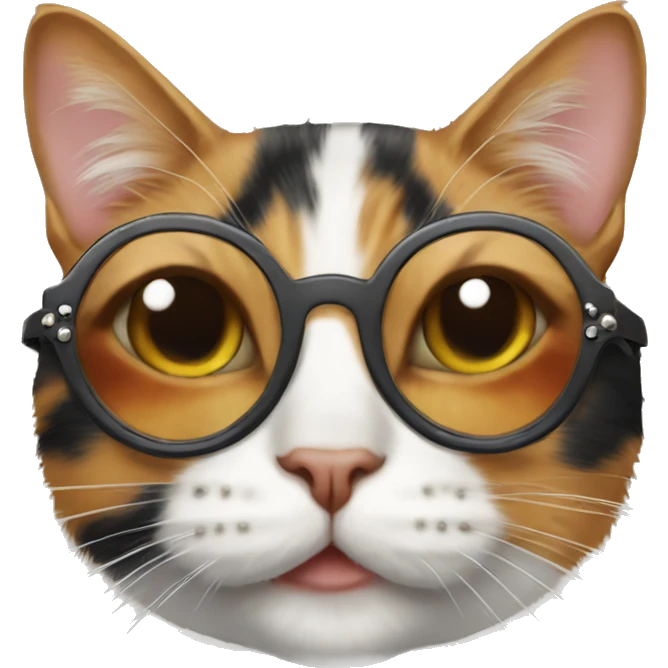 Calico Cat wearing studded sunglasses emoji