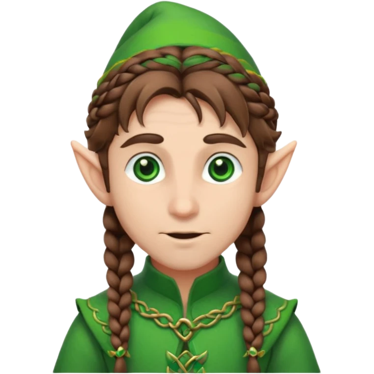 elves with braided brown  hair man emoji