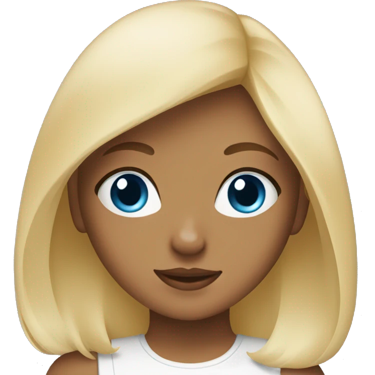 Blonde girl blue eyes holding spitz  emoji
