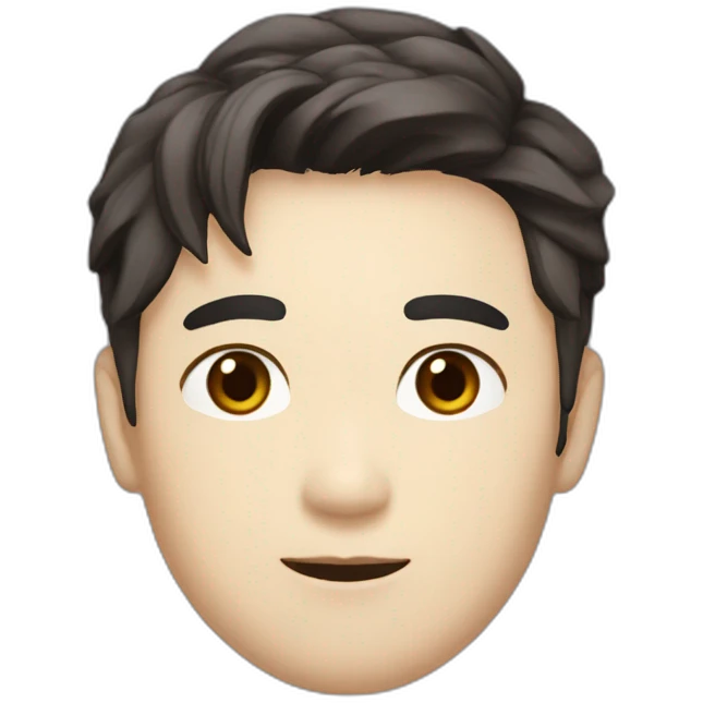 korean male with dark brown hair, looks like a kpop singer, some light stubble beard, straight thin hair emoji