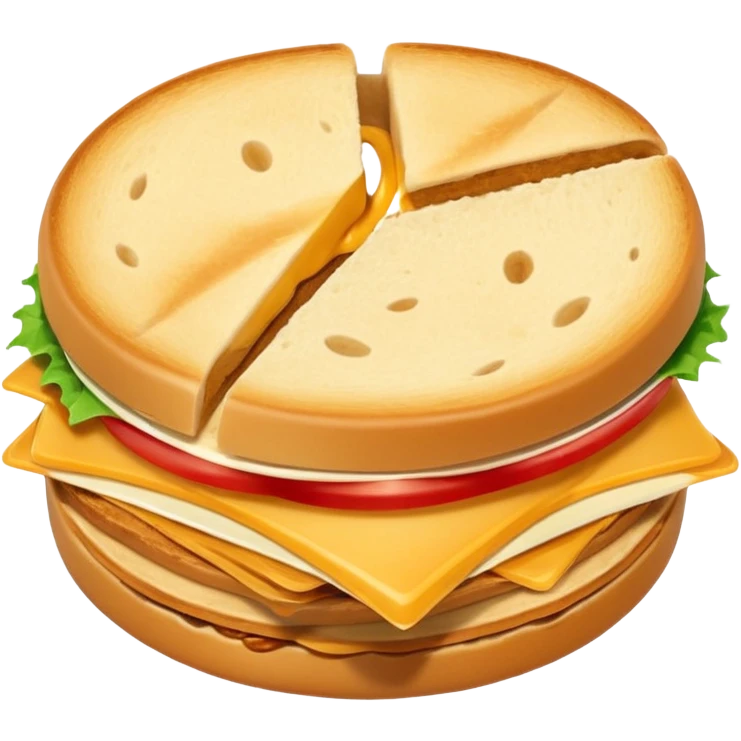 a round uncrustable sandwich with a bite taken out of it emoji