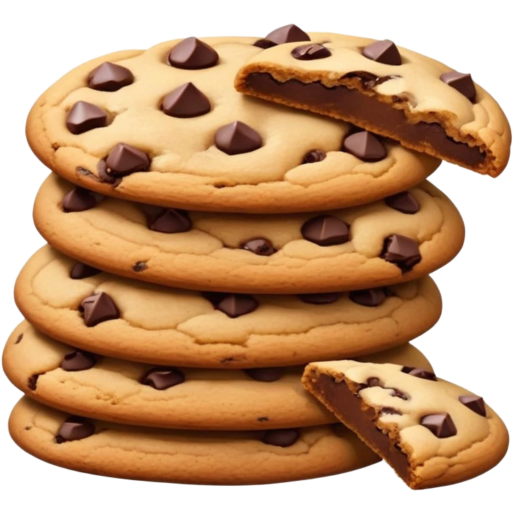 ultra realistic stack of chocolate chip cookies emoji