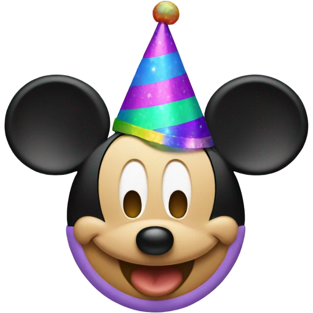 Mickey Mouse with a party hat emoji