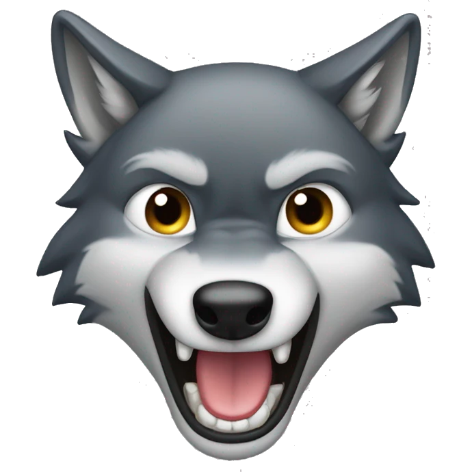 A wolf who shows his lower teeth and hides his upper ones  emoji