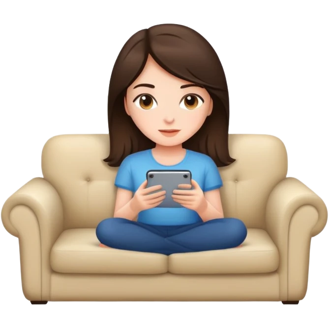 brunette girl relaxing on sofa emoji