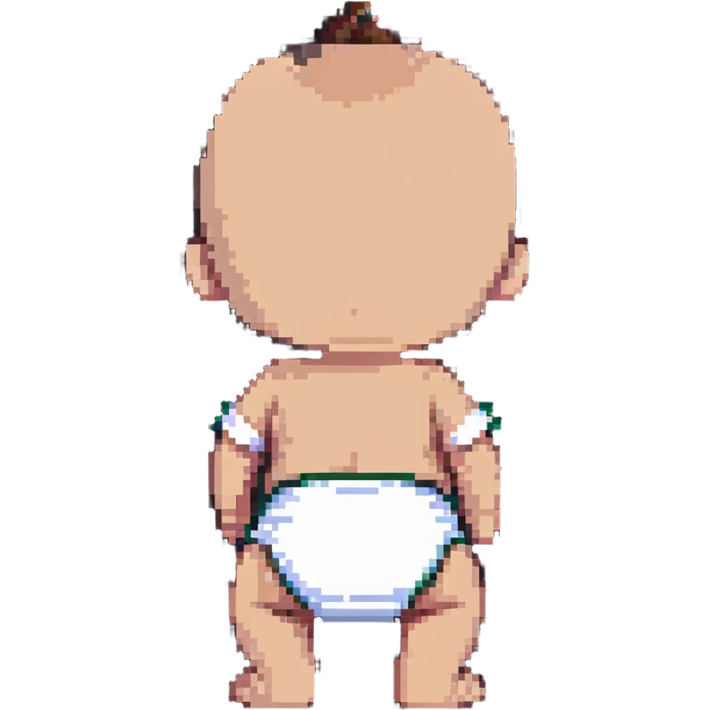 baby standing with back facing, wearing a diaper emoji