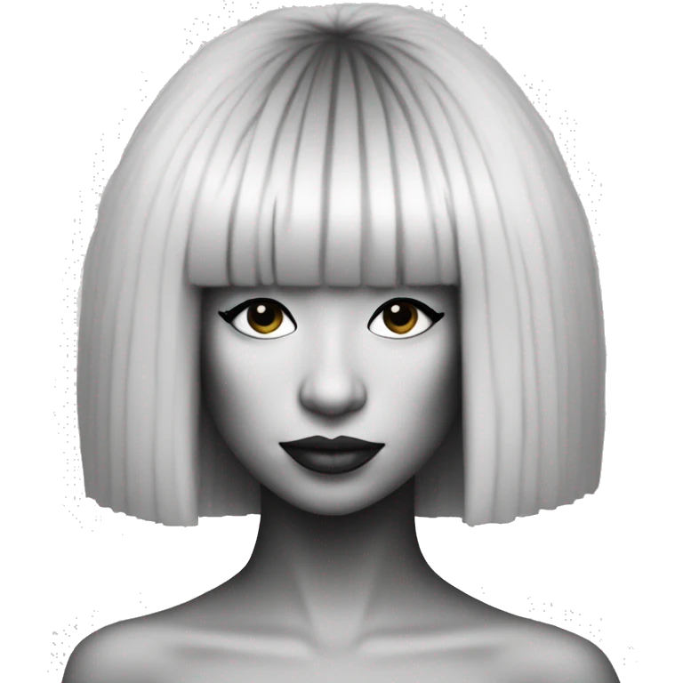 singer sia with big wig black and whit emoji