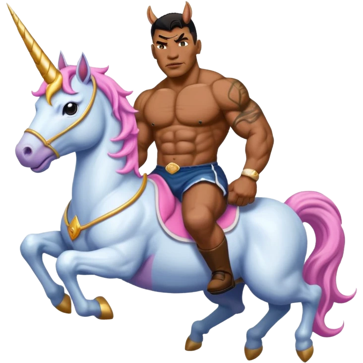 Mike Tyson riding a evil unicorn emoji
