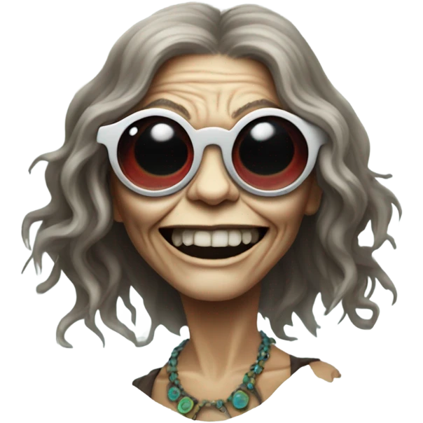  janis joplin zombie  dancing with circle glasses emoji