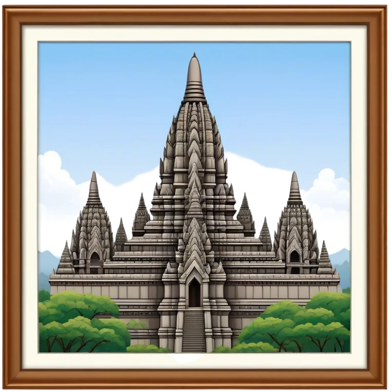 Prambanan Temple Landmark Emoji – Showcasing its towering Hindu temple spires with intricate carvings. emoji