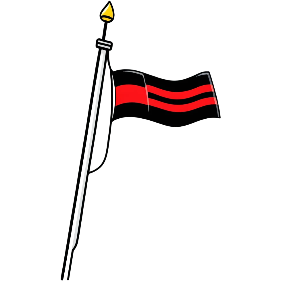 A colorful flag fluttering on a tall flagpole emoji