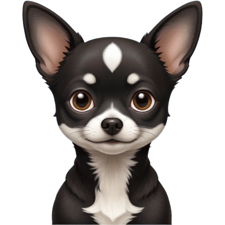 Very Dark black Chihuahua with white markings On the neck In Telegram style emoji