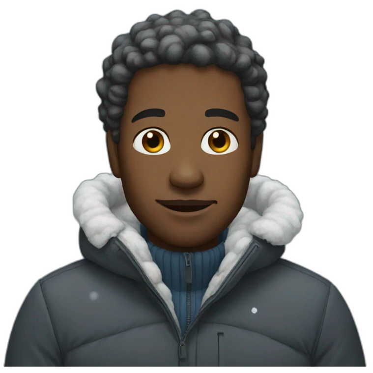 black man, winter, snow emoji