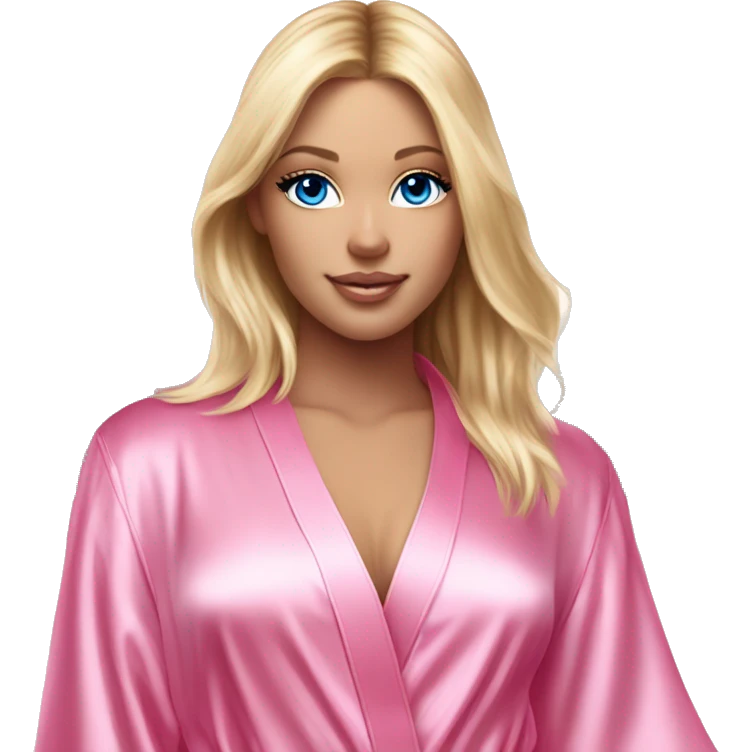 Blonde hair blue eye Victoria secret angel in pink silk robe with white angel wings emoji