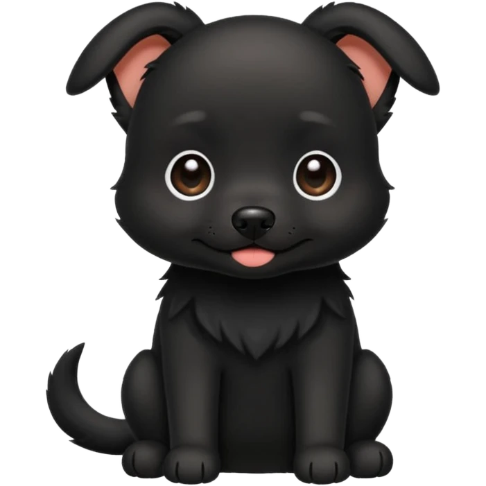 a little cute black dog saying "默默哒" emoji