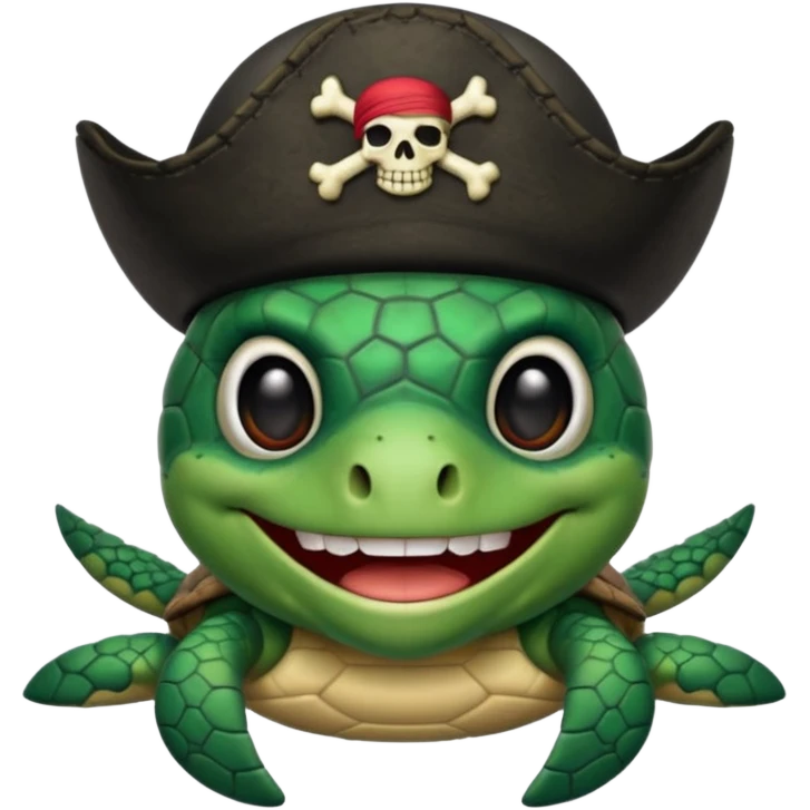 pirate turtle with skull and crossbones hat and black eyepatch emoji