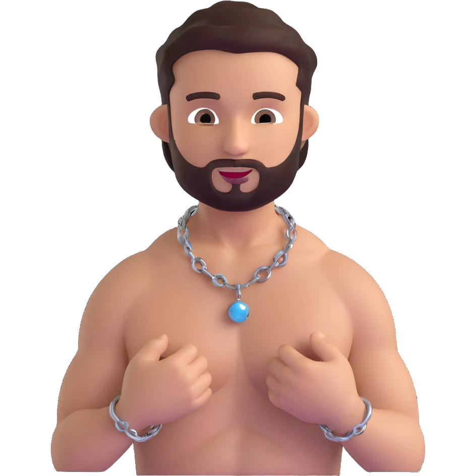 man with nipple piercings, shirtless guy with nipple rings emoji