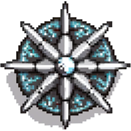 Black digital bomb with shuriken or ninja star ornament on top, round bomb body with silver highlights and details, sleek ninja-inspired design, pixel art style emoji