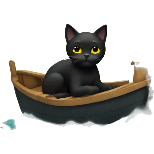 Black cat on a boat  emoji