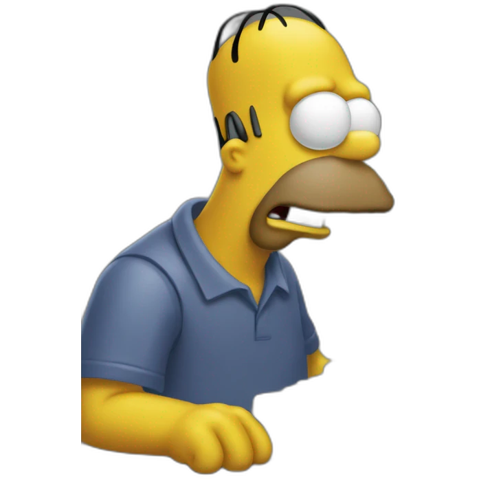 Homer troubleshooting computer bug emoji