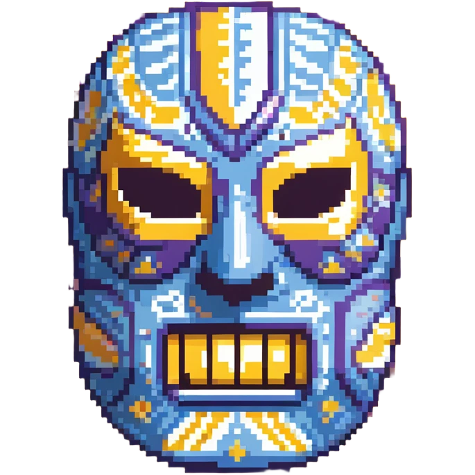 Purple and blue luchador mask with decorative patterns emoji