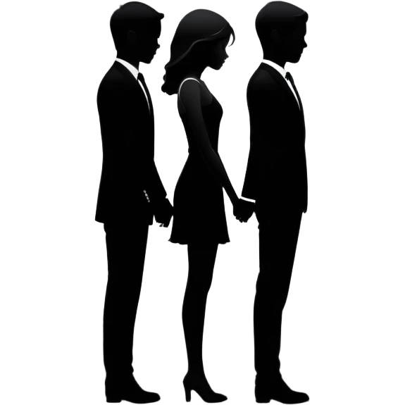 Two silhouettes merging together, one fading into the other, romantic concept emoji