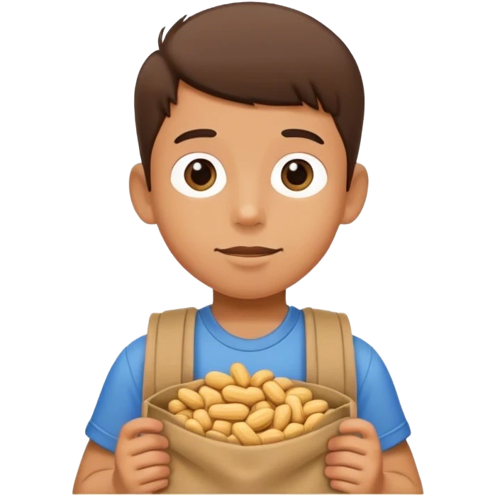 Boy holding a bag of peanuts emoji