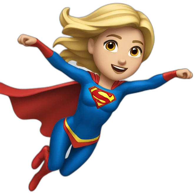 Supergirl flying, horizontal emoji