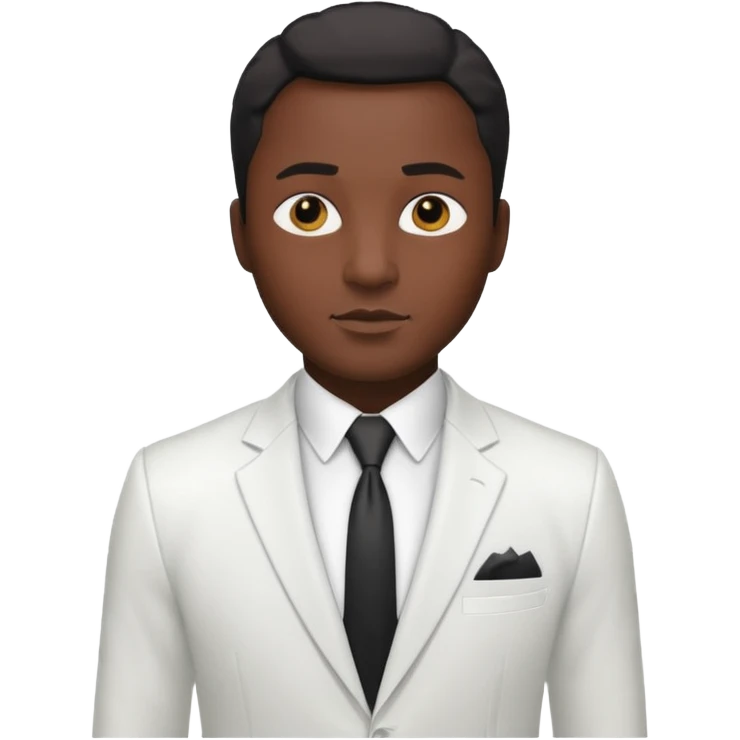 businessman, black skin, black eyes, white suit emoji