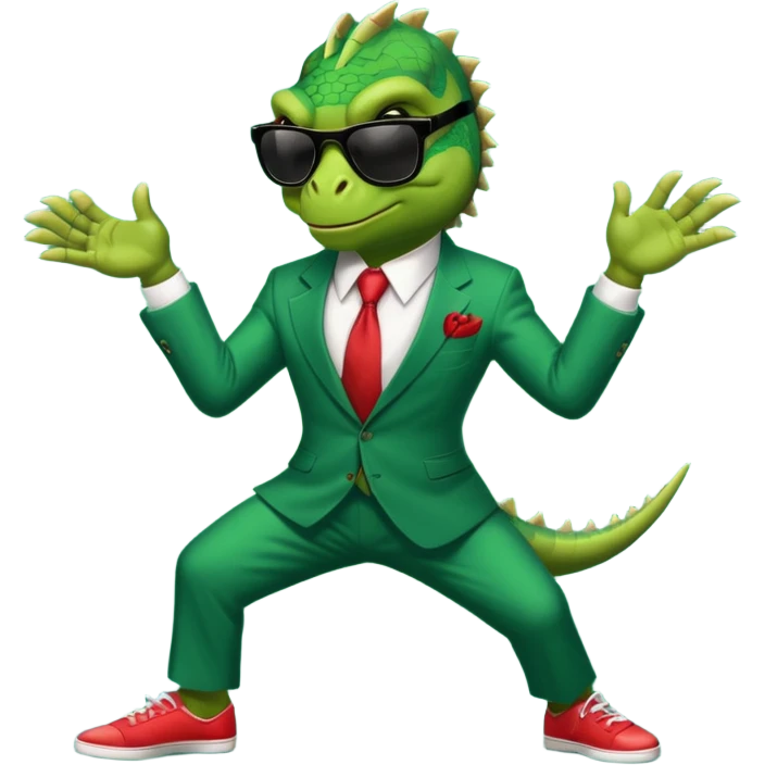 capitalist iguana banker godfather with black sunglasses breakdance emoji