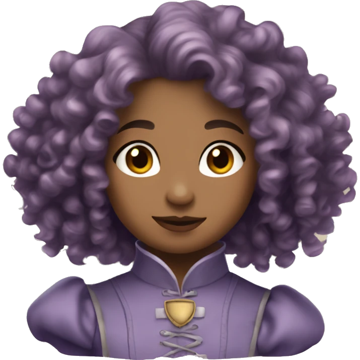 Three musketeers dark women lilac curly hair emoji