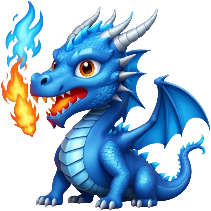 Make an emoji of a dragon shooting blue fire out of its mouth. emoji