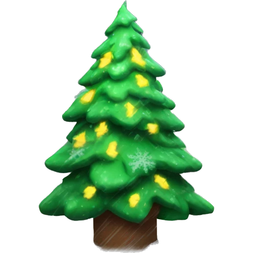 Christmas tree shaking off snow and lightning up emoji