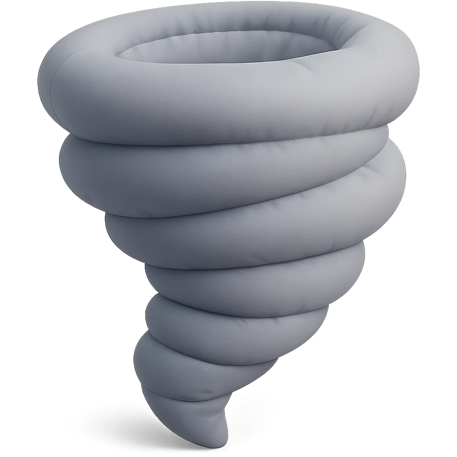 plush cushion tornado, stylized and cute emoji