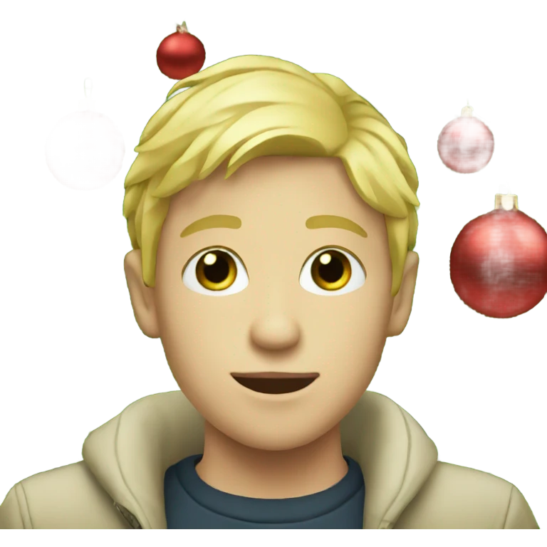 blonde boy with christmas tree emoji
