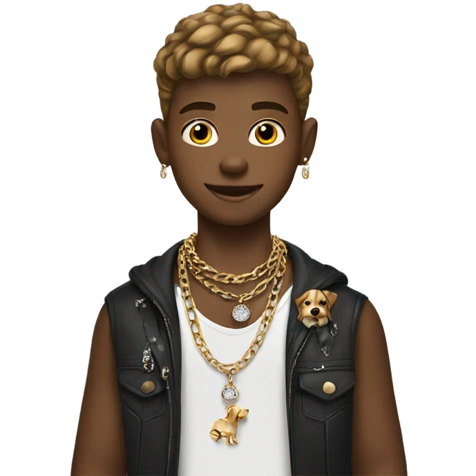 stylish boy with dog jewelry emoji
