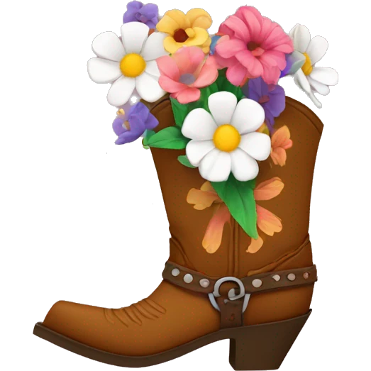 Cowboy boot with flowers  emoji