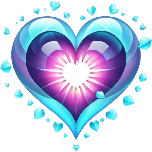 Heart split into orbiting fragments, gravity bending emoji