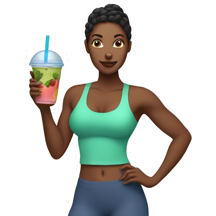 Fit woman holding a smoothie emoji