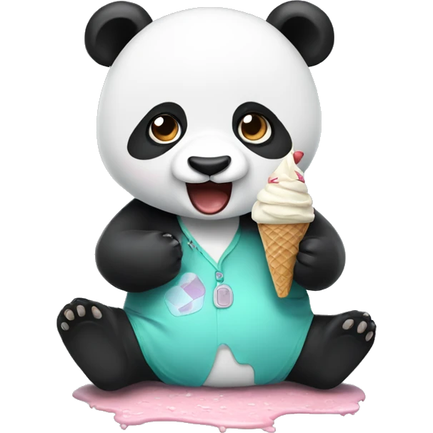 Panda eating ice cream emoji