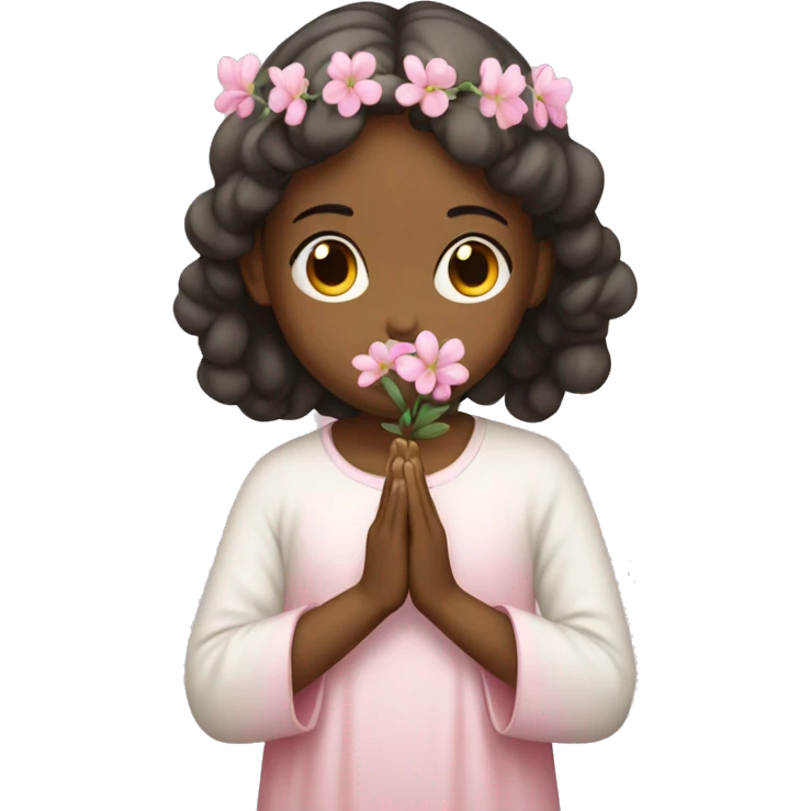 praying girl with pink flora emoji
