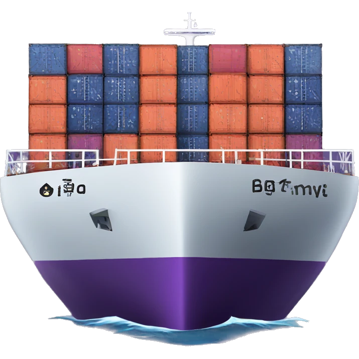 cargo ship with purple containe emoji