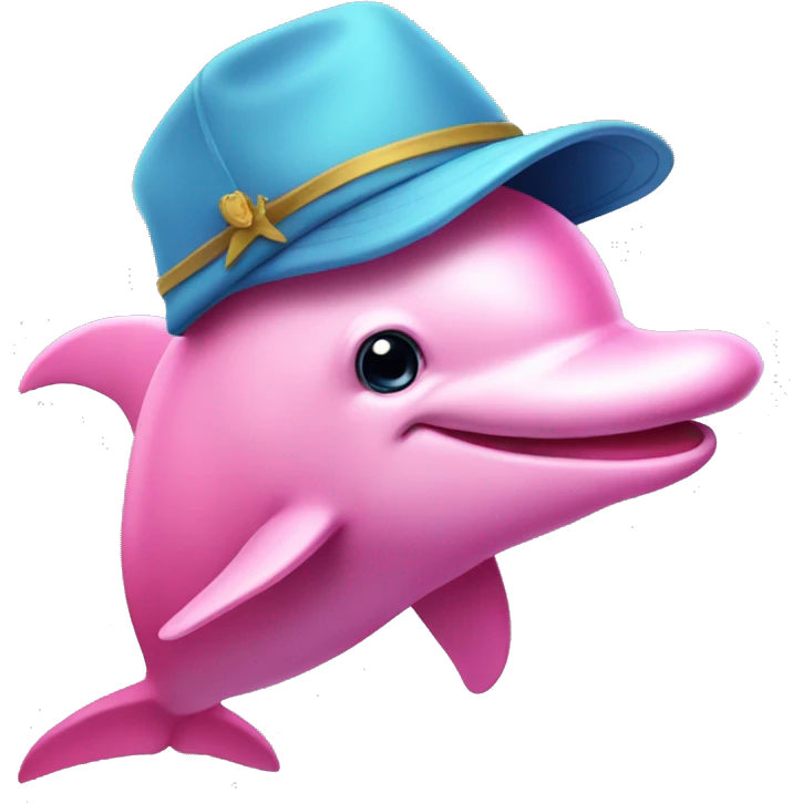 Pink dolphin with a hat emoji