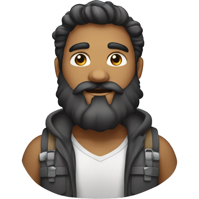 Garoto de barba olhos castanhos e cabelos preto emoji