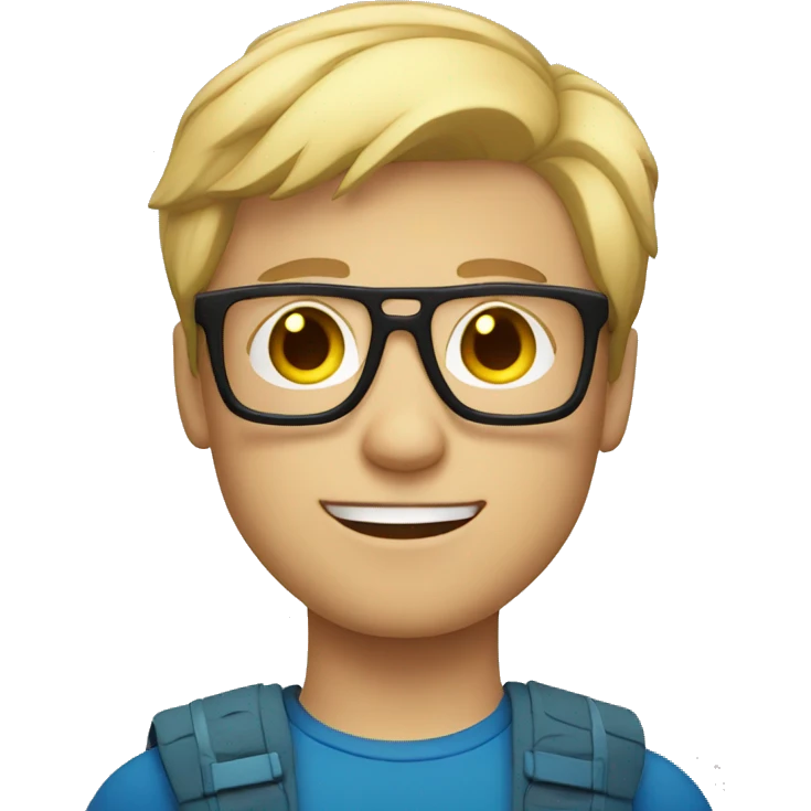 superhero boy with medium short blond hair with glasses emoji