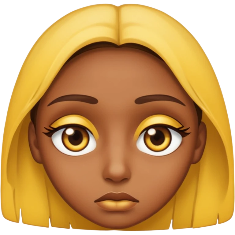 Make a sad eyes with browns on top of an eye using yellow emoji