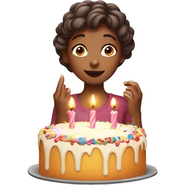 Girl blowing candles out from her cake emoji