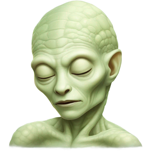 a Reptilian alien white woman, full body, sleeping emoji