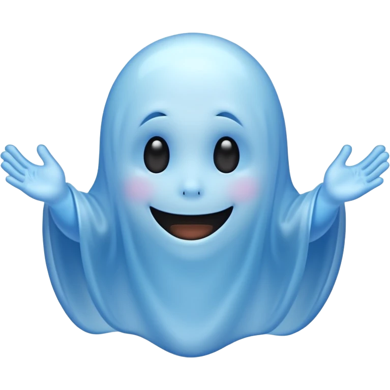 Blue ghost with cute smile emoji