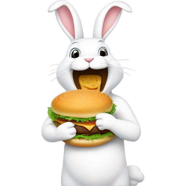 rabbit eating hamburger emoji